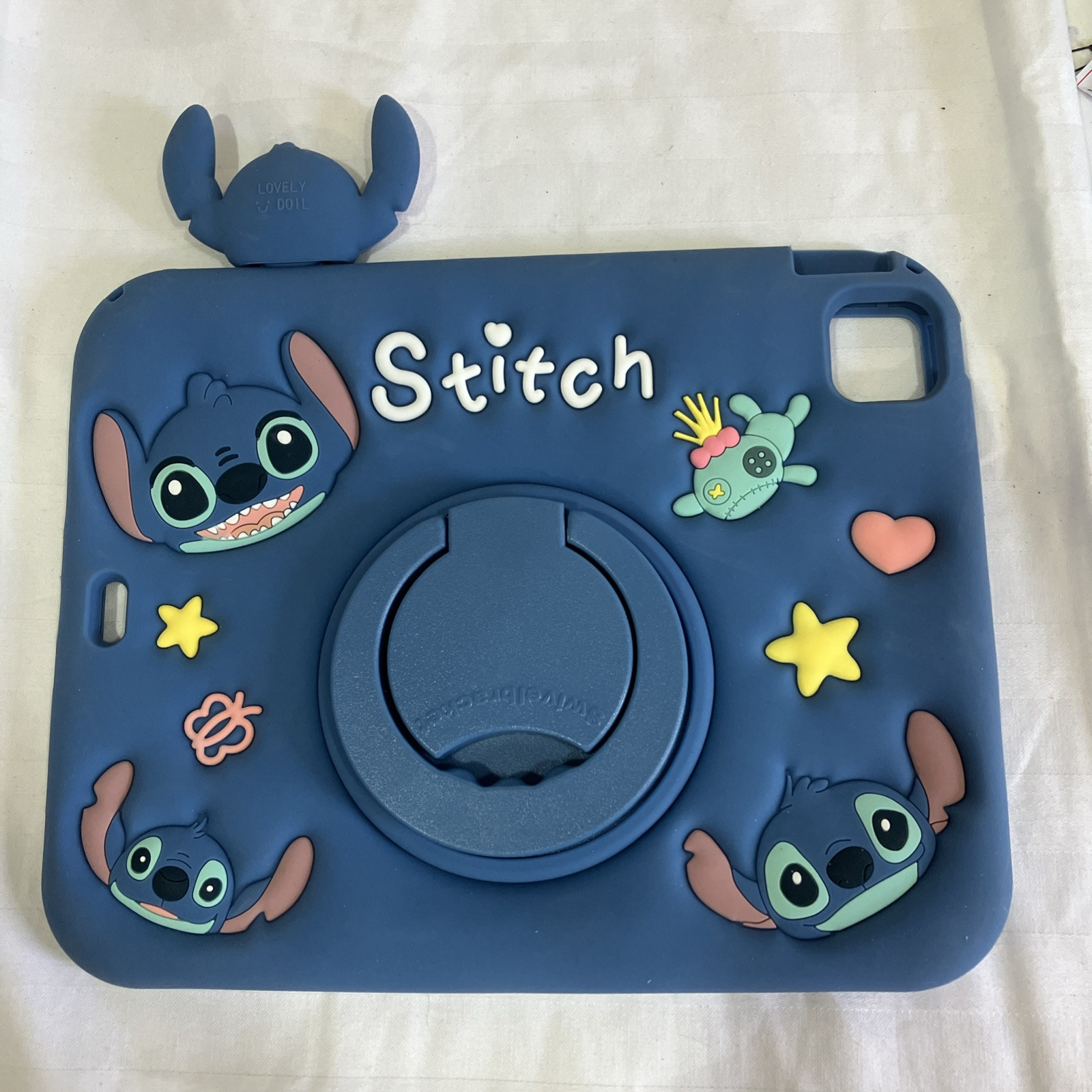 Cartoon Case For iPad Pro 11 2024 Shockproof Blue Silicone Handle Stand Cover