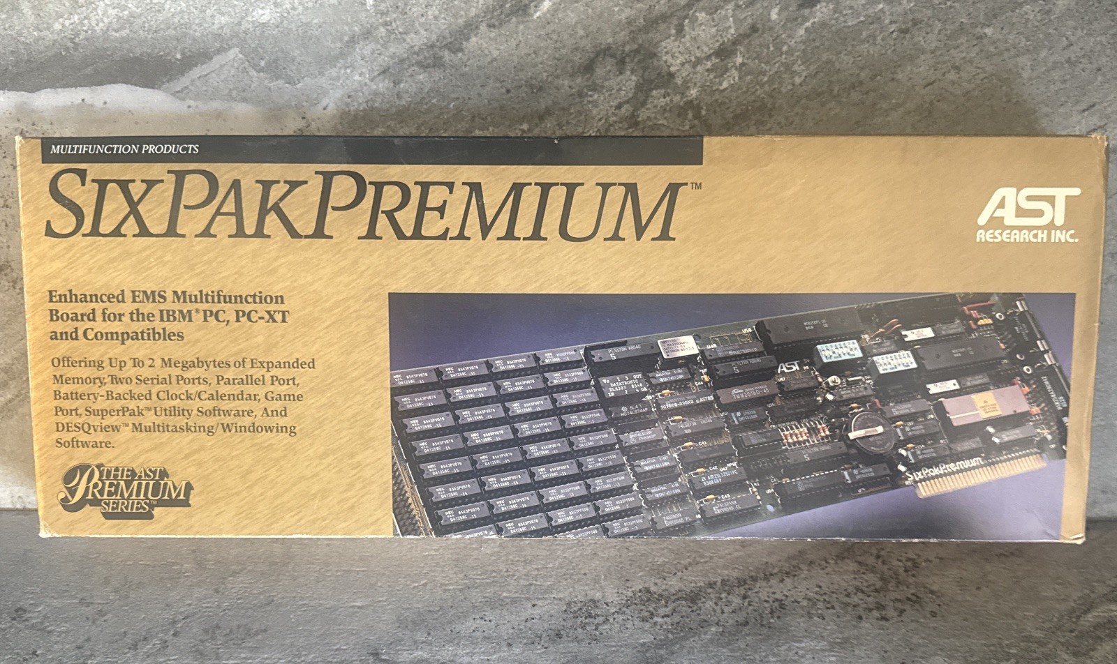 Vintage AST SixPakPremium CIB IBM PC/XT  256K  Boxed with Manual & Disk Untested