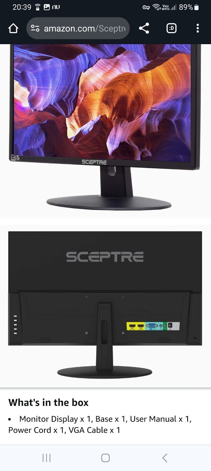 Sceptre E225W19203R Monitor 22