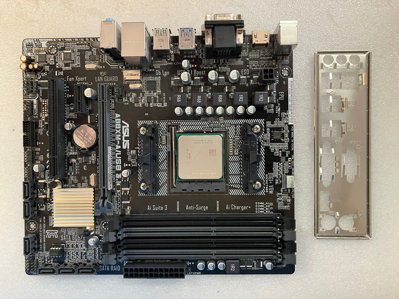 ~ASUS A88XM-A/USB3.1 Motherboard HDMI M-ATX Socket FM2+ W/ AMD A4-6300 &IO Plate