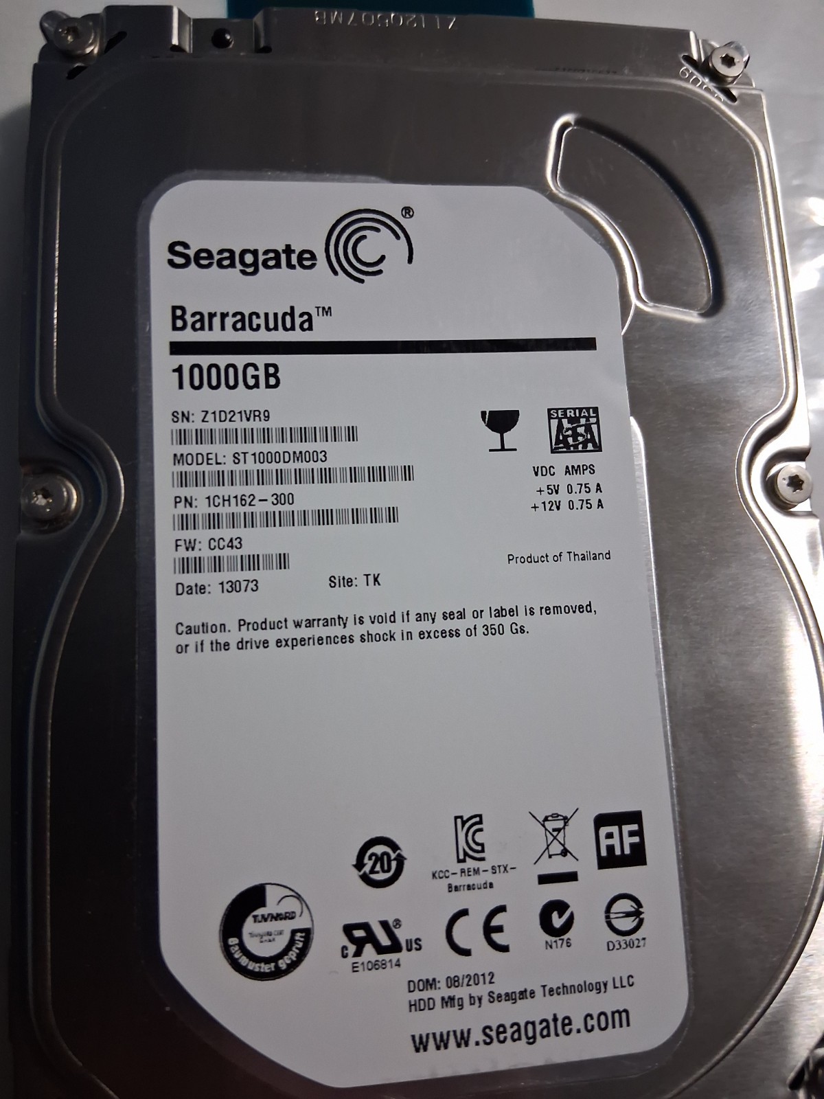 Seagate Desktop HDD 1TB ST1000DM003 3.5in SATA 7200RPM HDD