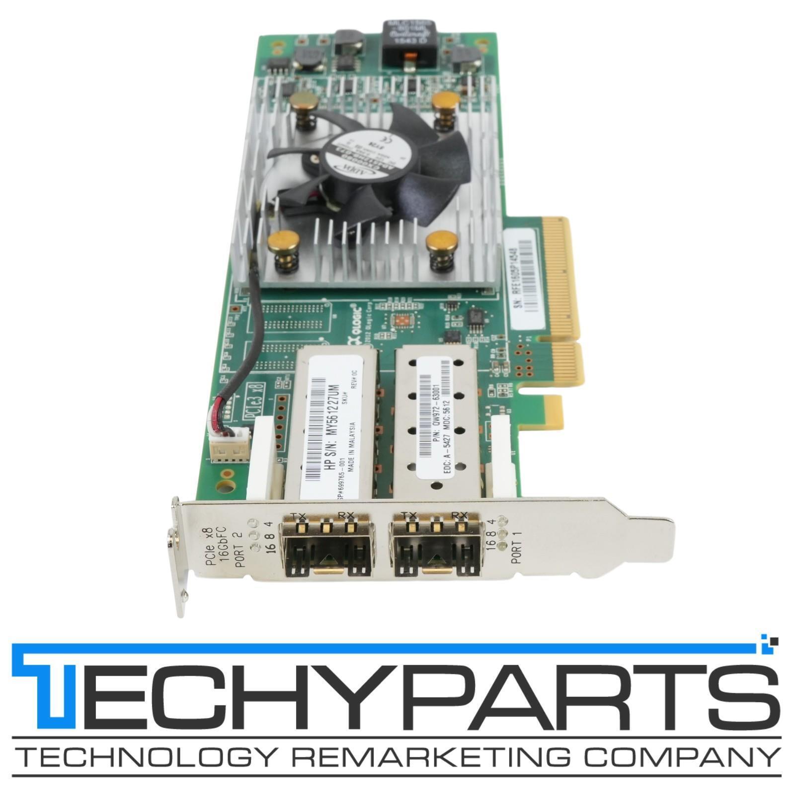 HPE 699765-001 QLogic QLE2662 16Gbps 2-Port Fibre Channel PCIe 2.0 x8 HBA SFF