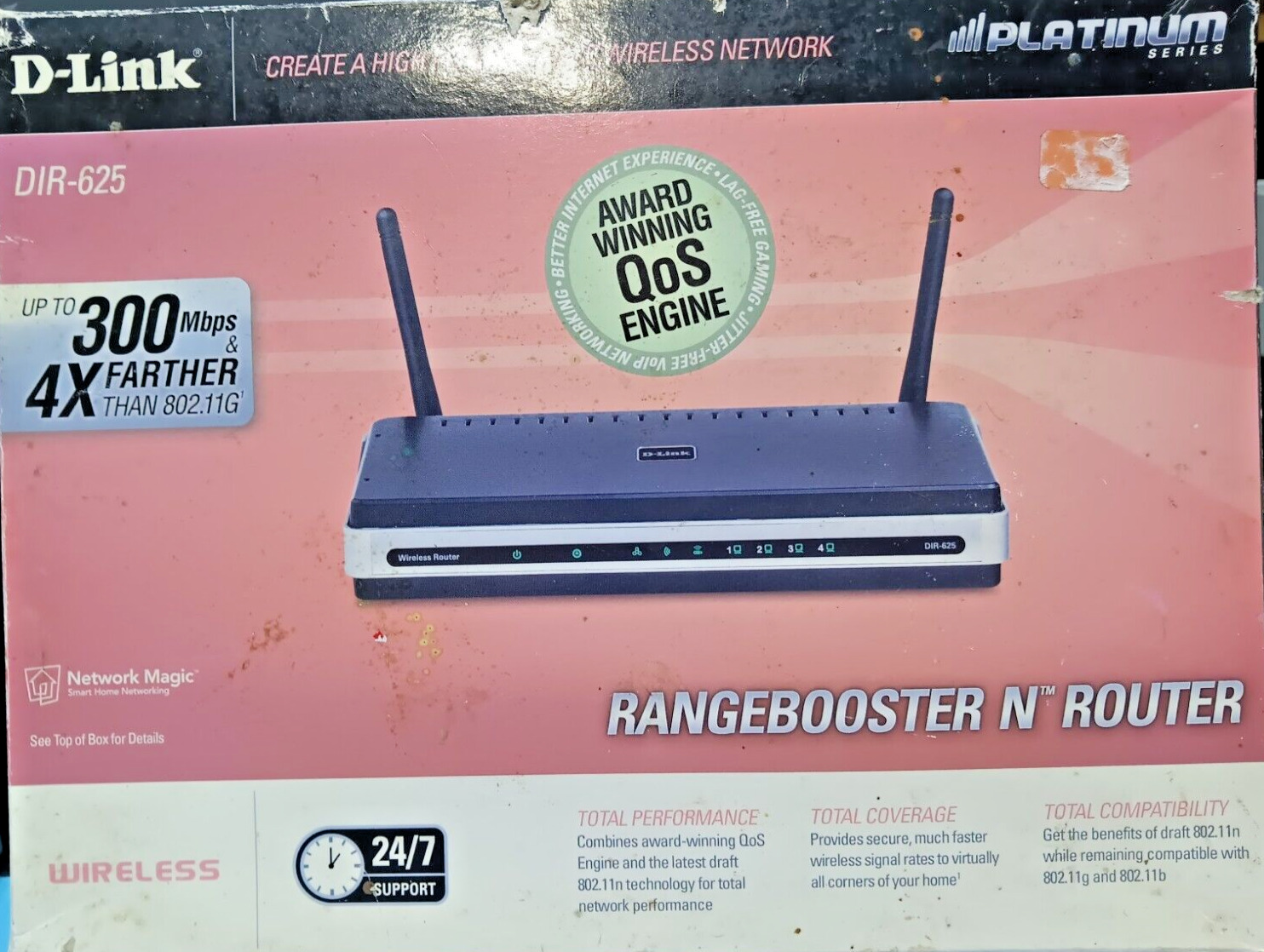 D-Link RangeBooster N DIR-625 300 Mbps 4-Port 10/100 Wireless N Router (DIR-625)