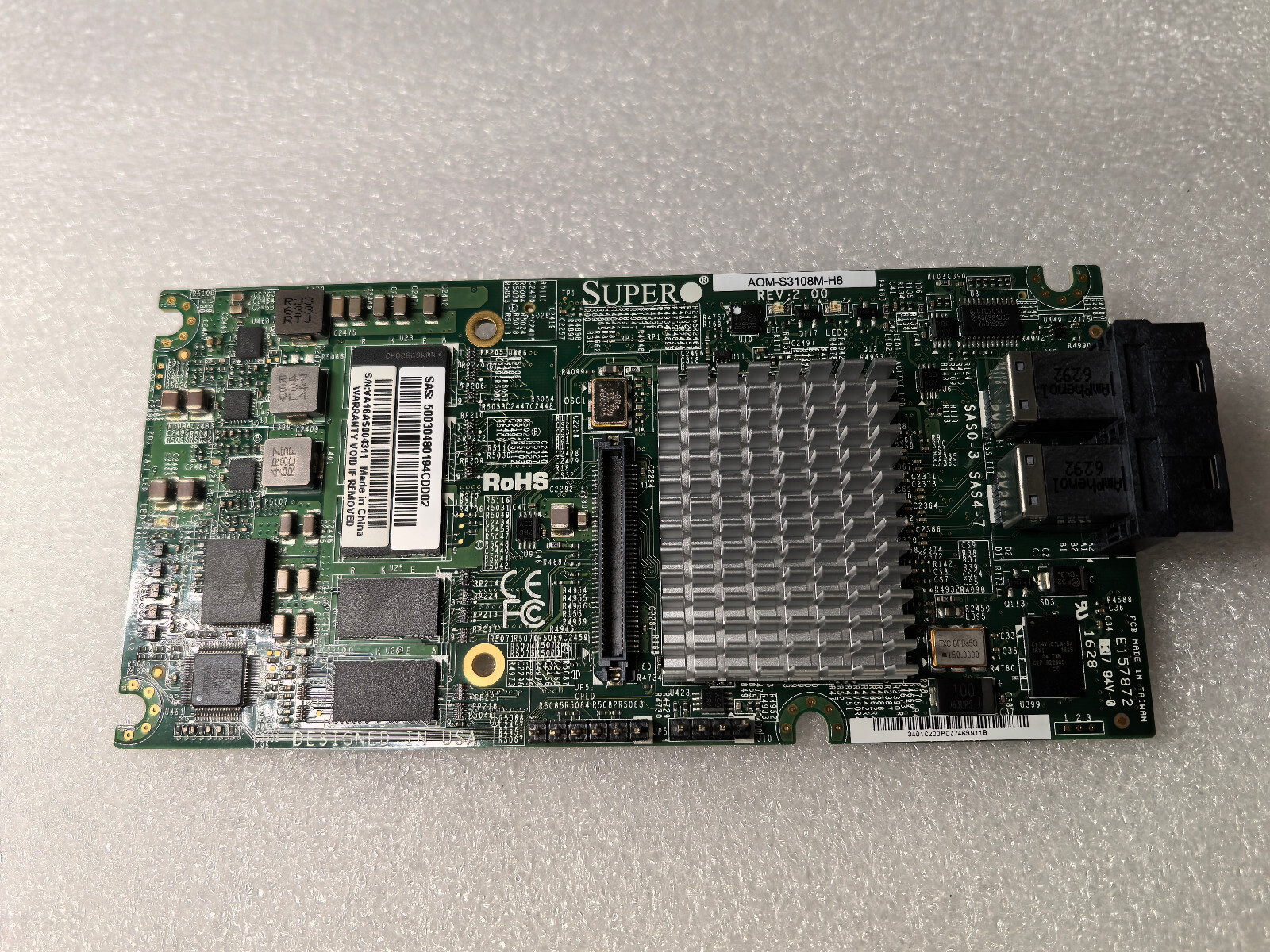 AOM-S3108M-H8 SUPERMICRO 3108 MEGARAID 8-PORT 12GB PCI-E 3.0 SAS-3 2GB CACHE
