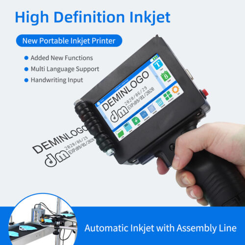 Handheld Inkjet Printer Portable Smart Date Code Printer 4.3" Printing Machine