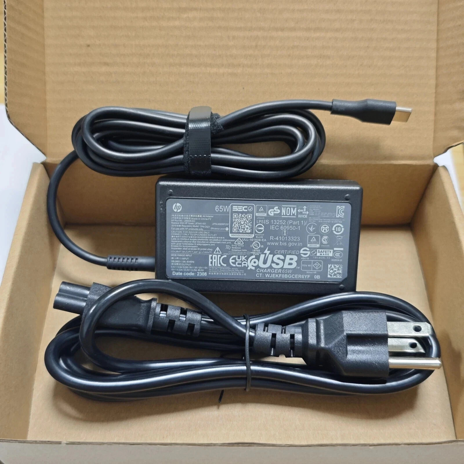 Genuine 65W USB-C Charger For HP EliteBook X360 G2 G3 G4 L65505-002 L67440-001