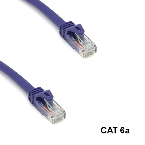 KNTK Purple 100' Cat6a UTP Ethernet Patch Cable 10Gbps 600MHz RJ45 Data Network
