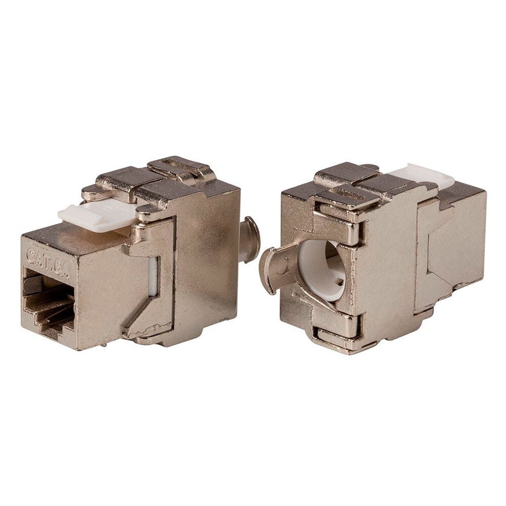 2x Keystone Jack Cat6A RJ45 FTP Toolfree 180-Degree Die Cast Shielded Module
