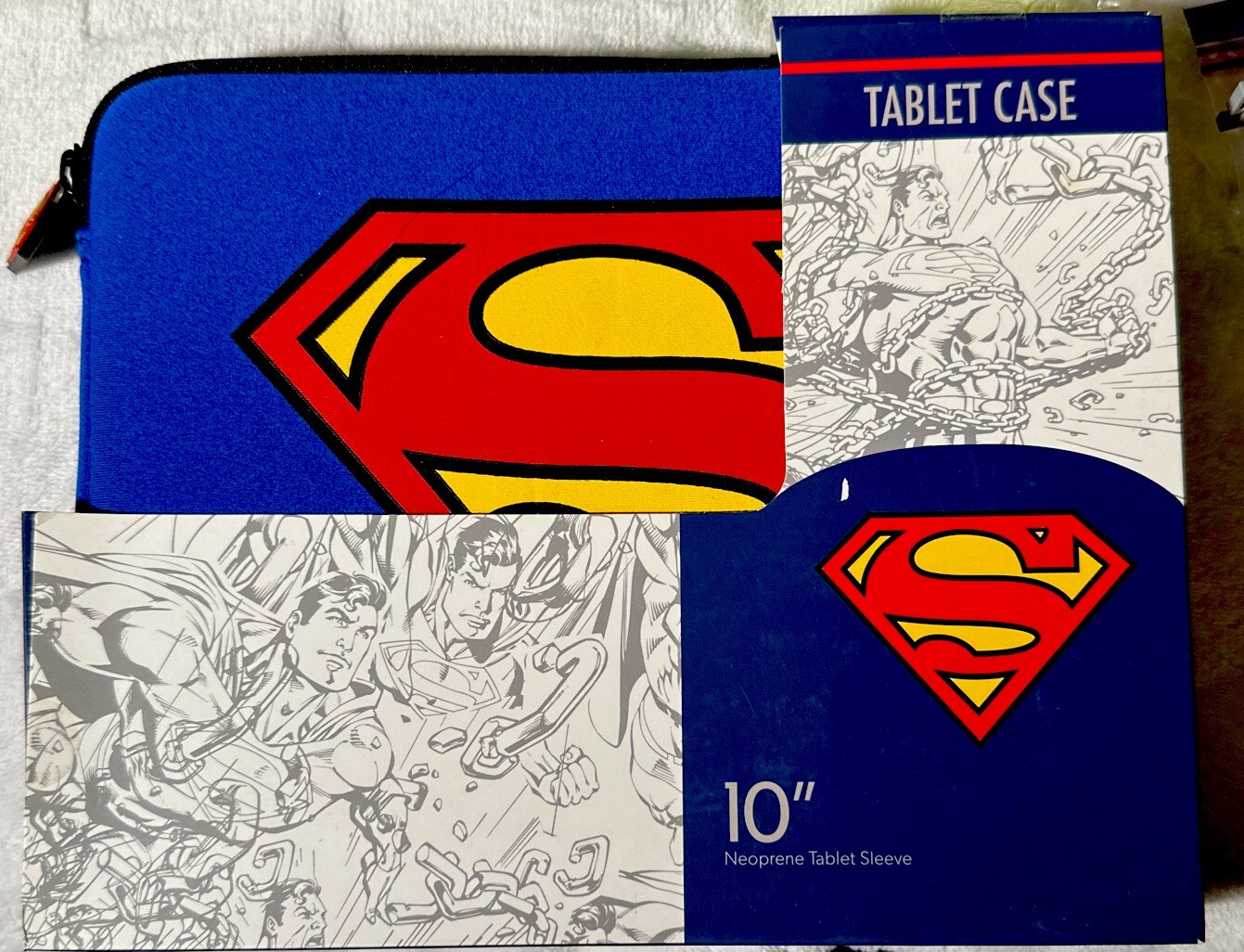 Superman Logo Blue Neoprene iPad Android Tablet Zippered Case Fits up to 10"