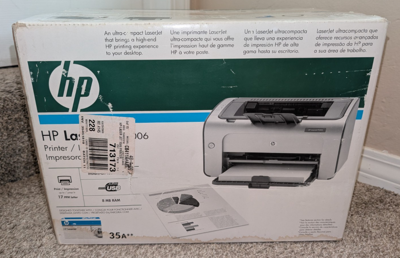 HP LaserJet P1006 Workgroup Laser Printer, NEW & 