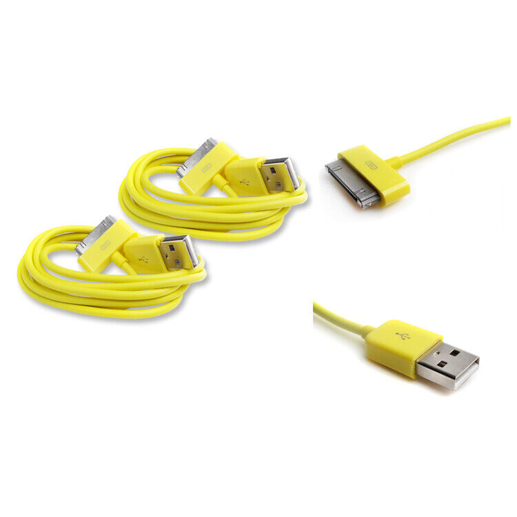 2PCS 10FT 30-PIN USB SYNC DATA CHARGER YELLOW DOCK CABLE IPHONE IPOD TOUCH IPAD