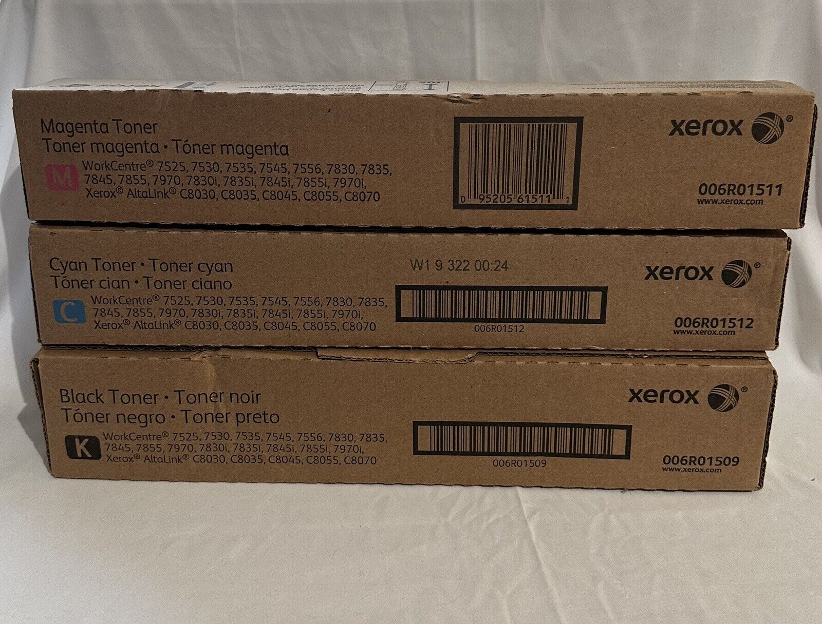 NEW SET Xerox Toner CMK for 7525 7530 7535 7545 7556 7830 7845 GENUINE 