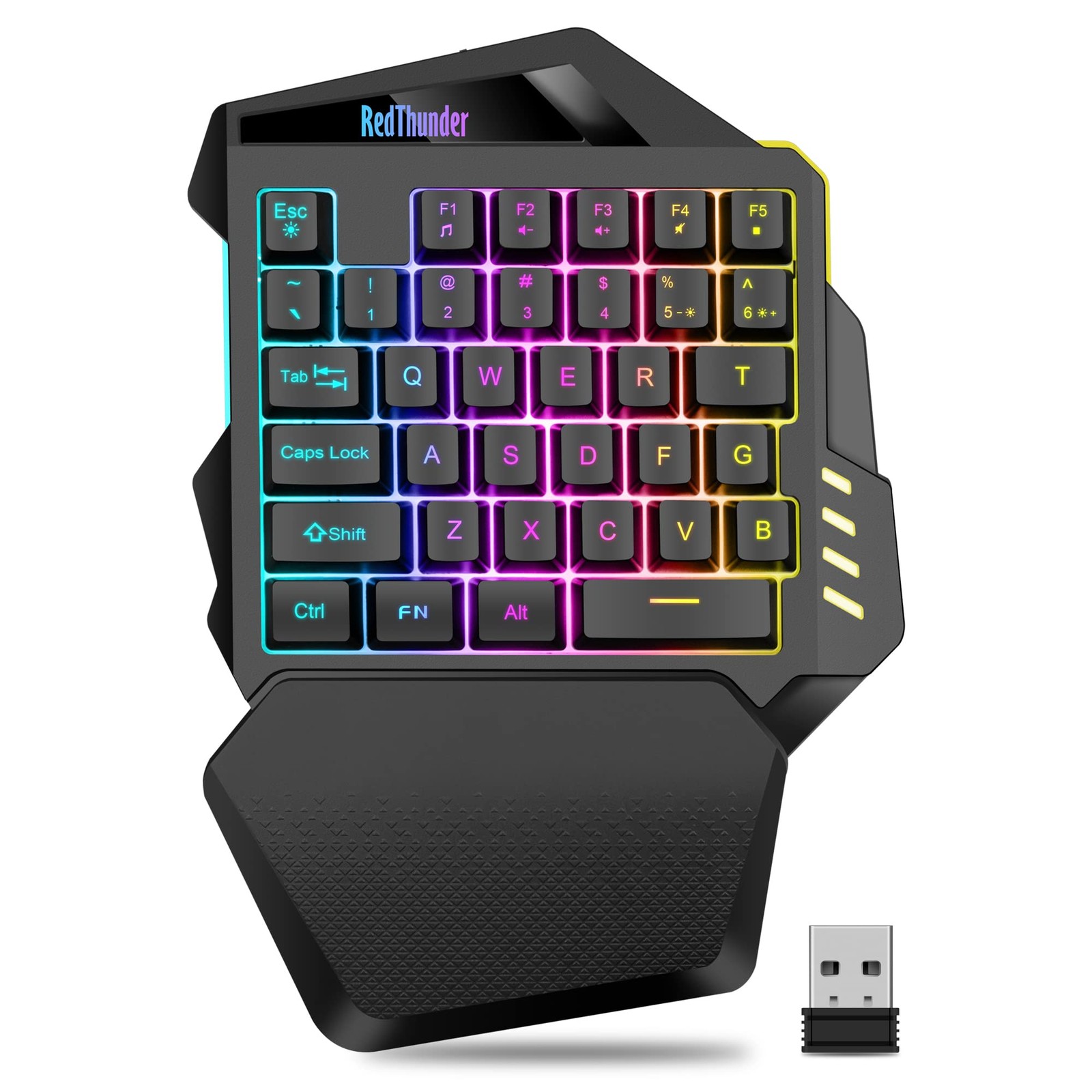 Wireless One-Handed Gaming Keyboard, 2.4Ghz RGB Backlit Mini Gaming Keypad, R...