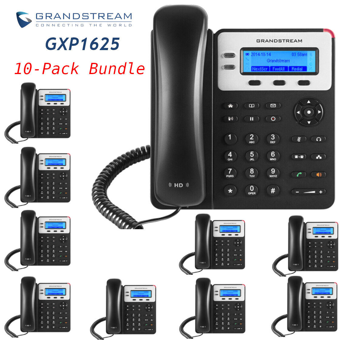 10 Grandstream GXP1625 Small Business Office HD IP Phone 2 Line PoE Lot Bundle