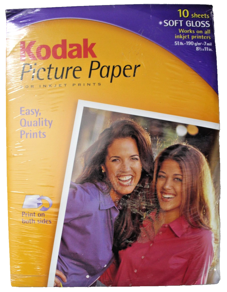 KODAK PICTURE PAPER SOFT GLOSS NEW 10 sheets for inkjet print 8.5" x 11"