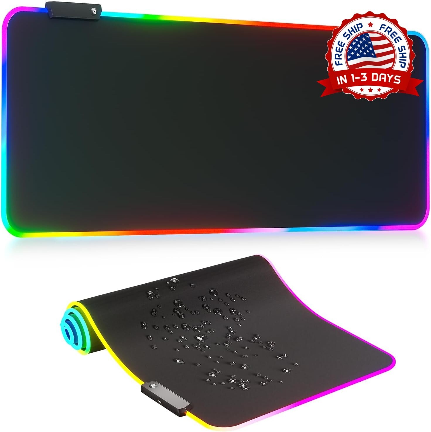 Almohadilla de ratón para juegos computadora con LED RGB brillante antideslizant