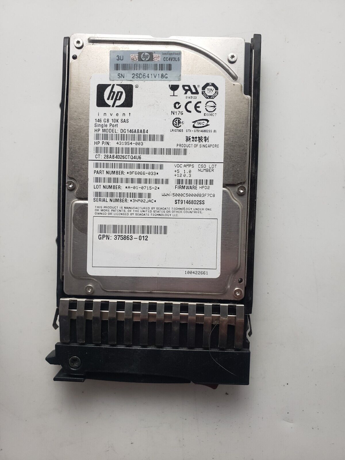2.5" 146GB HP Invent DG146ABAB4 SAS Hard Drive ST9146802SS Single Port HDD 10K