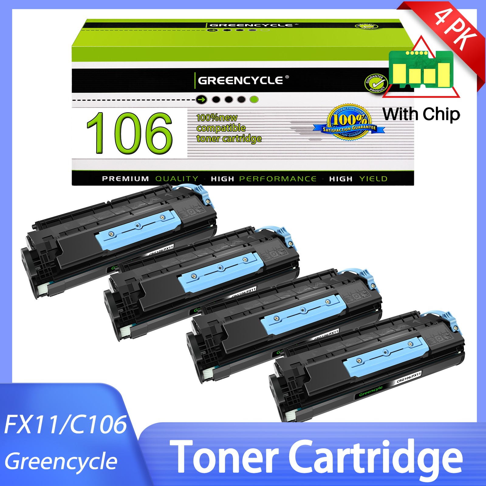 4PK Black C106 Toner for Canon 106 Image Class MF6540 MF6550 MF6590 MF6595