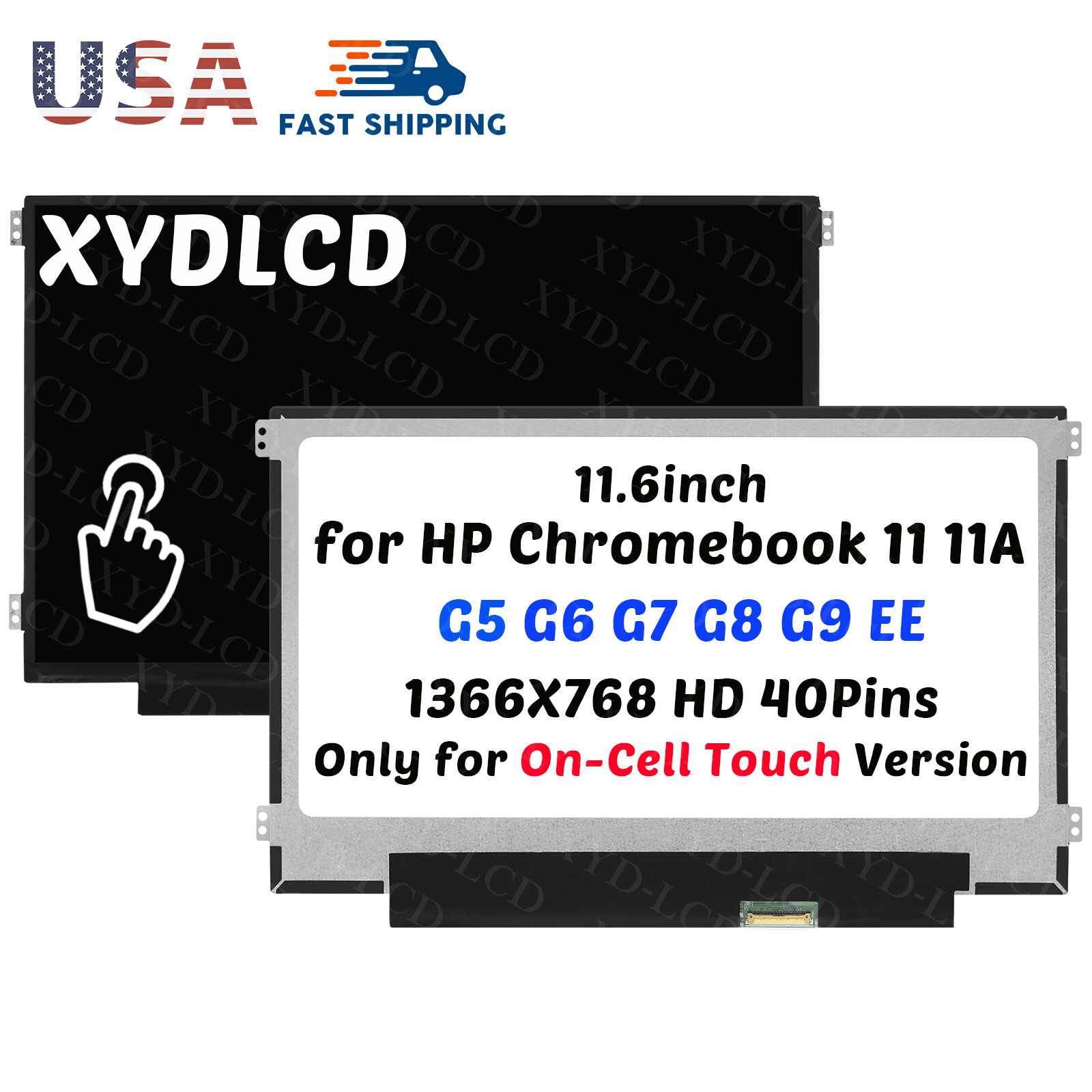 11.6in LCD Touch Screen Replacement for HP Chromebook 11A-NA0002MU 11A-NA0004MU