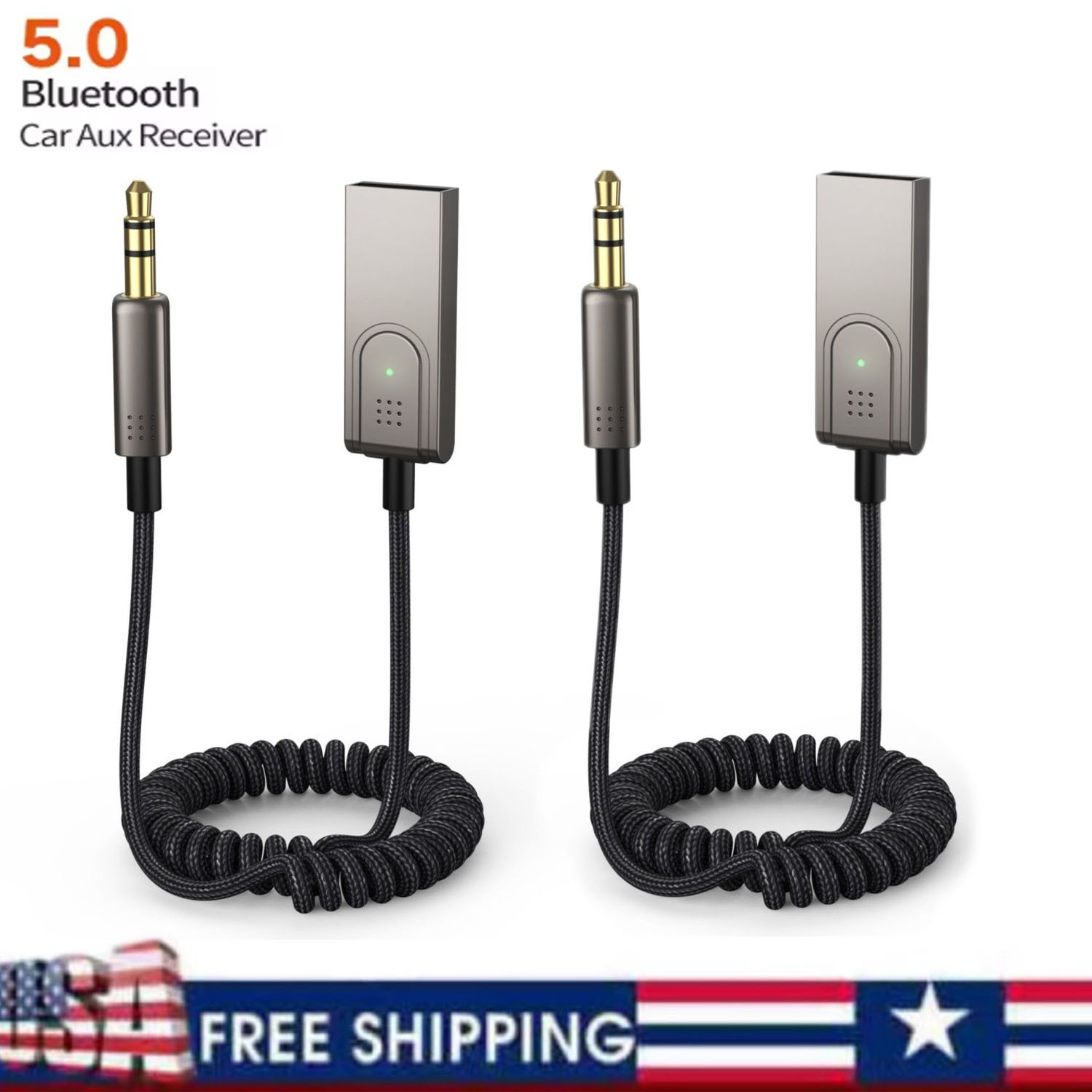 USA Aux to Bluetooth 5.1 Adapter 3.5mm Bluetooth Receiver Microphone for Car Lot