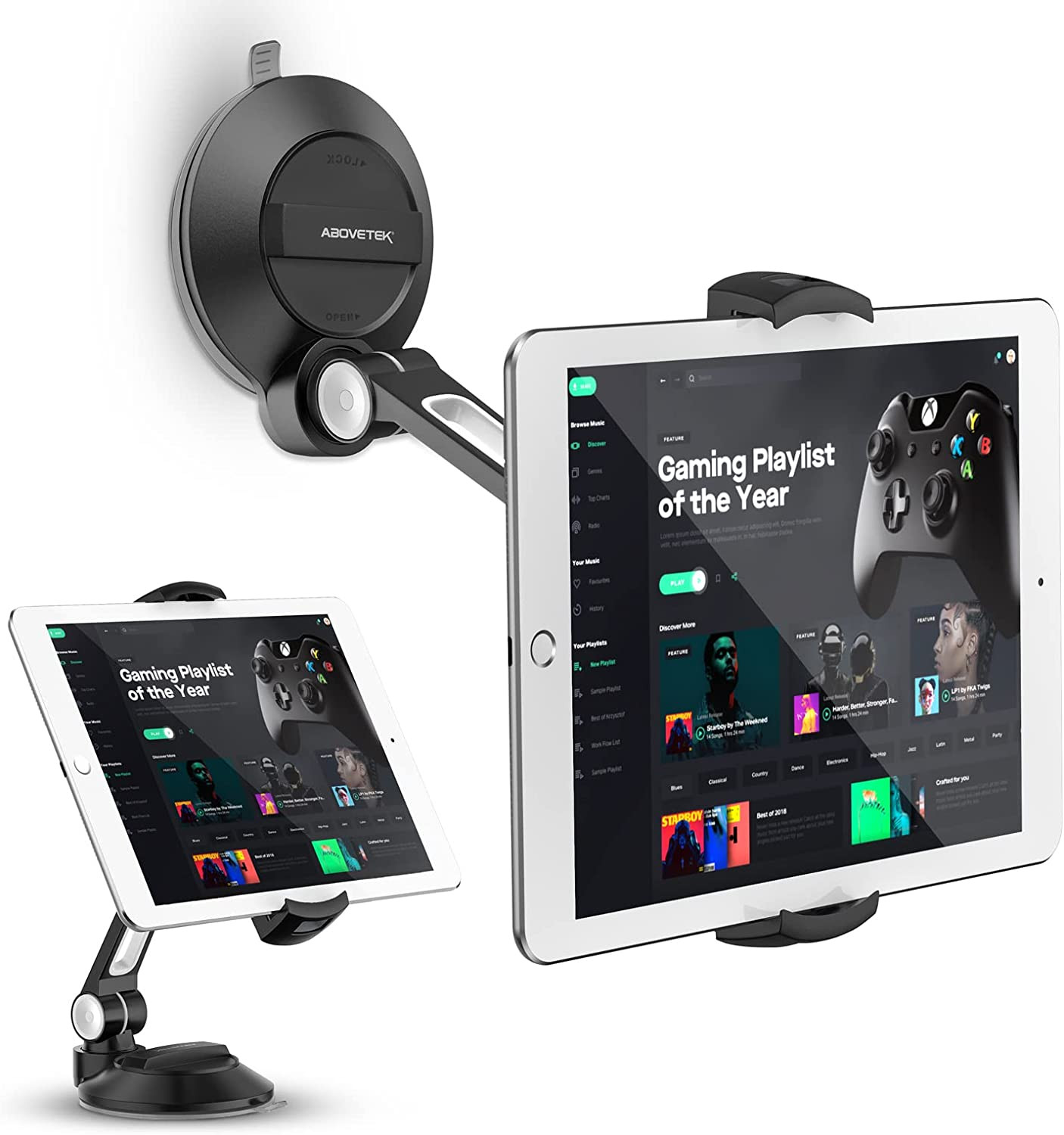 Ipad Suction Mount, Phone Tablet Stand Holder with Suction Cup Fits 4"-11" Table