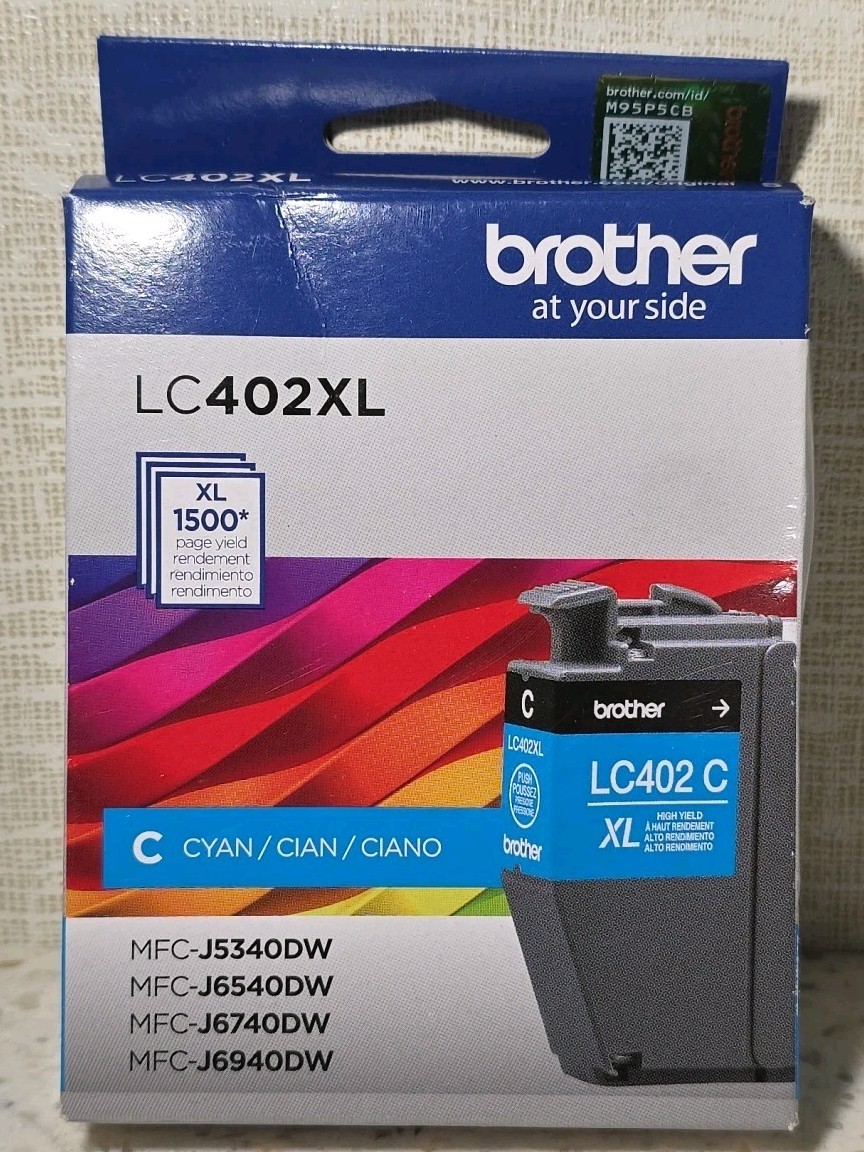 Brother LC402XL LC402 XL Cyan Ink Cartridge Genuine OEM 11/2024 **READ