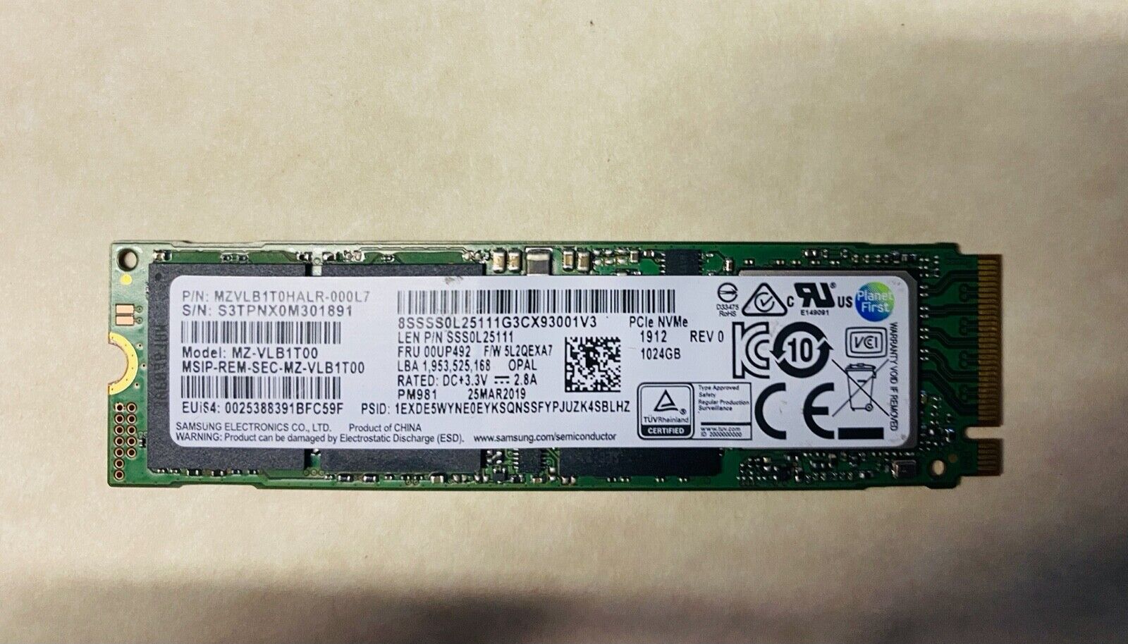 Samsung 1024GB 1tb M.2 PCle NVMe SSD Hard Drive mixed