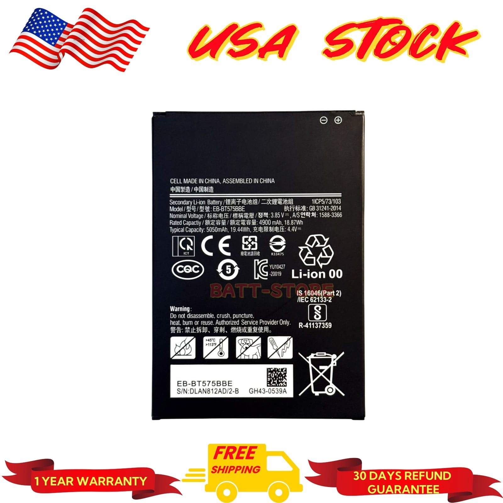 Replacement Battery EB-BT575BBE for Samsung Galaxy Tab Active3 SM-T570 T575 T577