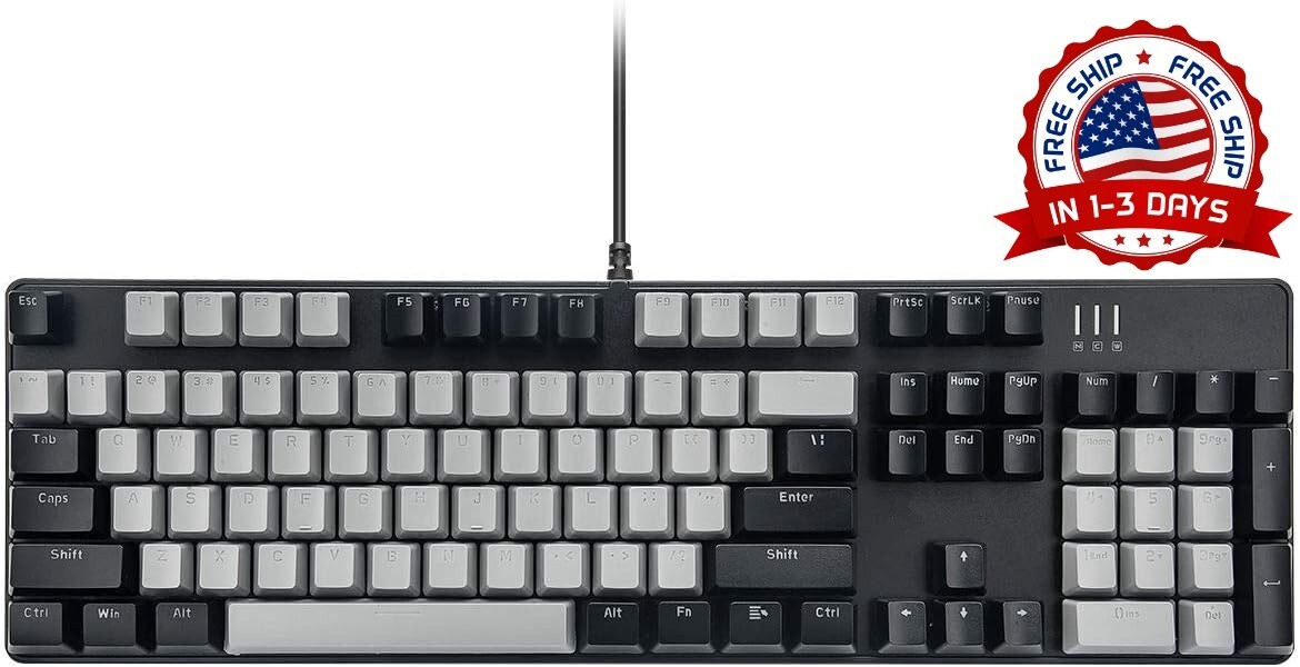 Teclado Mecanico Para Juegos Teclado Con Cable, Teclado Mecánico (Negro Y Gris)