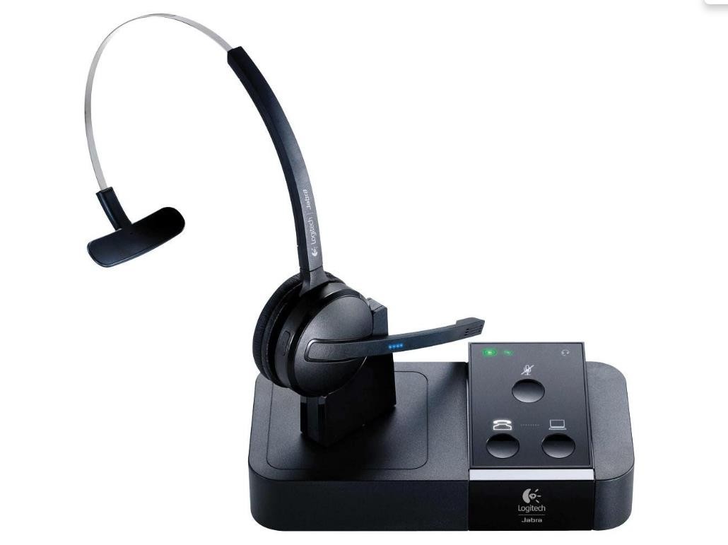 Logitech BH970 Wireless Headset with Mic Mono DECT Headset by Jabra - Black