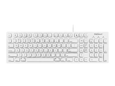 Macally SlimKeyPro USB Keyboard Full Size White Mac Wired New Open Box