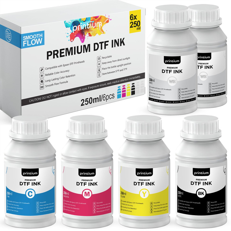 Printium Dtf Ink Premium Set Of 6 8.45 Fl Oz 250 Ml Each Wwcmyk Reliable Color