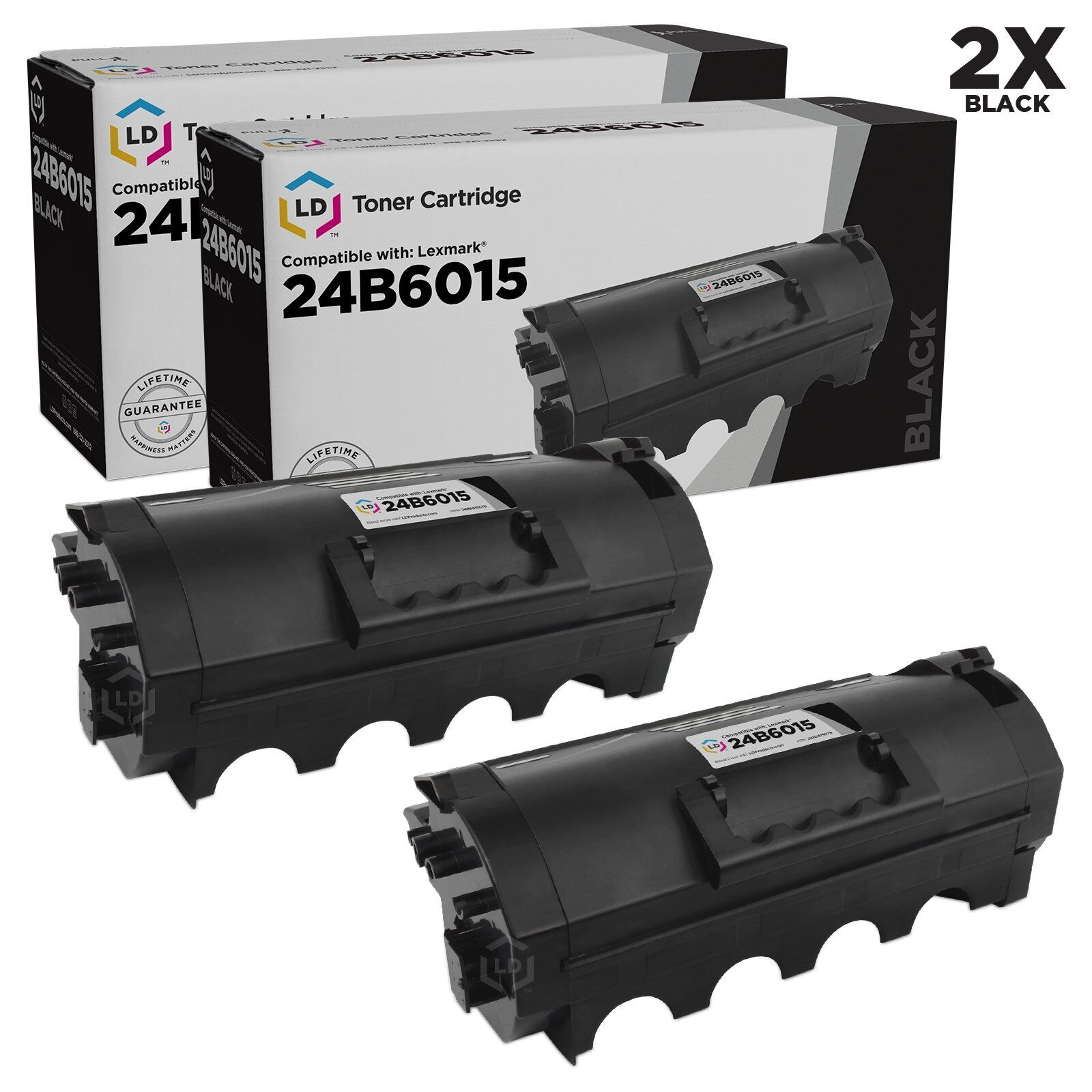 LD Compatible Lexmark 24B6015 Black Toner 2-Pack for M5155, M5163, M5170, XM5163