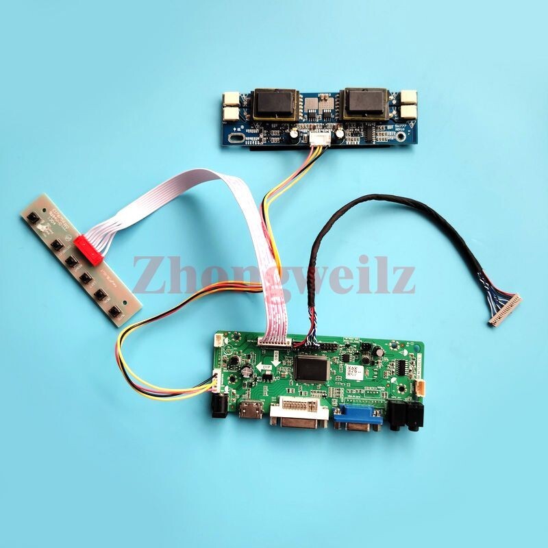 For HT15X13-200 LVDS 20-Pin VGA DVI HDMI 4CCFL 1024x768 Controller Board DIY Kit