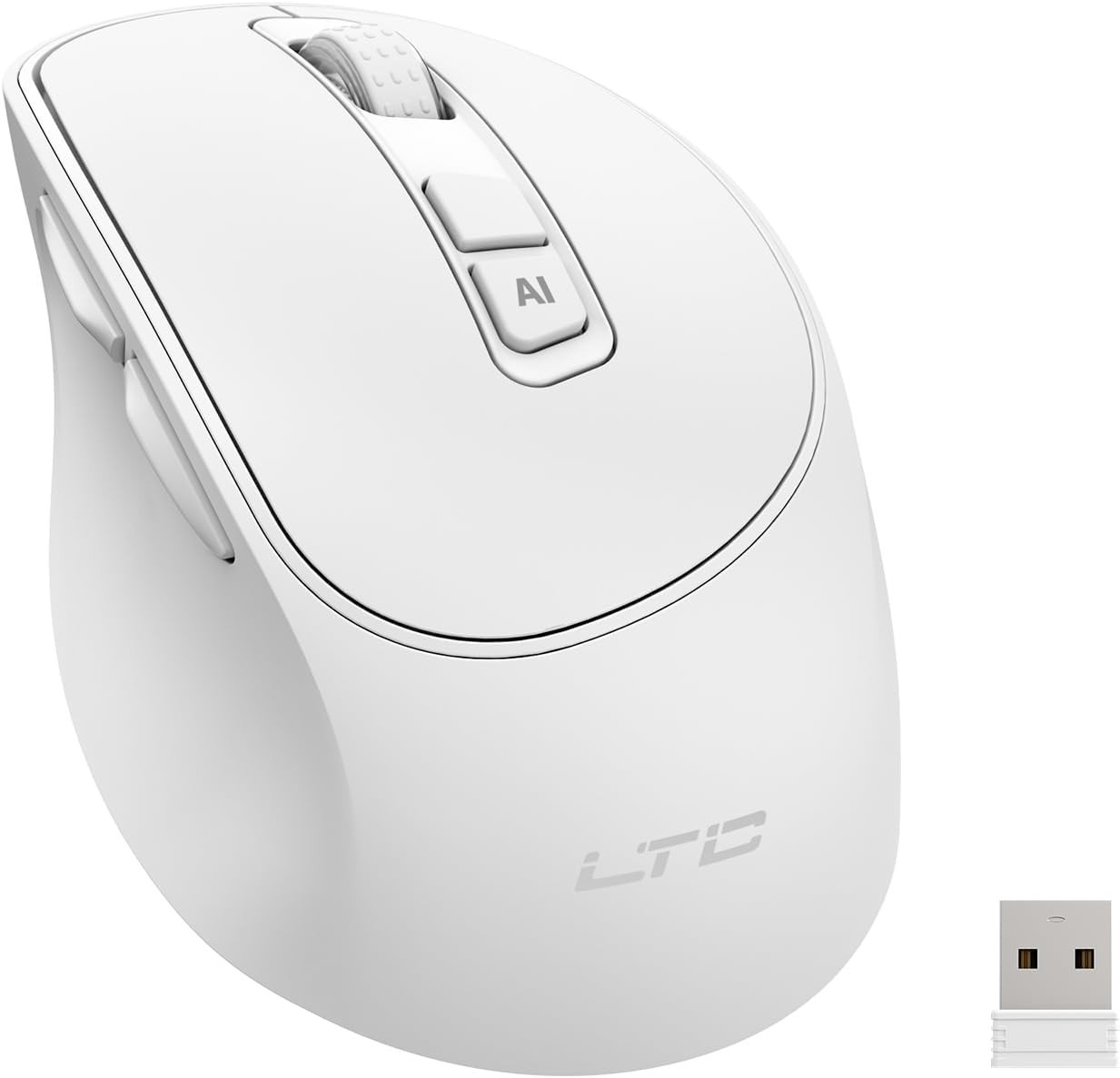 LTC OM021 Wireless AI Mouse,Voice Typing & Translate, BT 5.0/2.4G Ergonomic