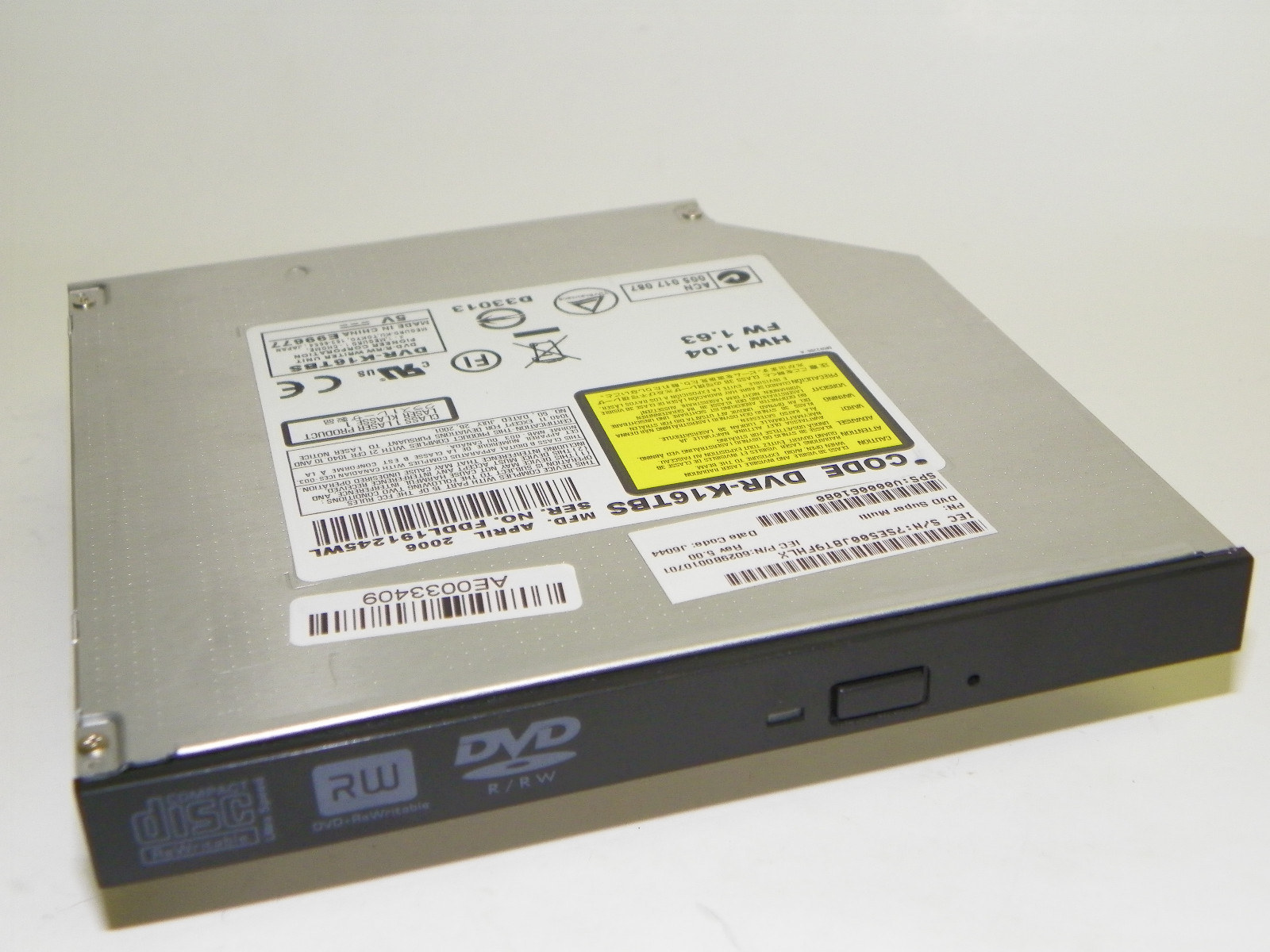 Pioneer DVR-K16TBS 8X DVD±R/RW DL Notebook IDE Drive / BLACK V000061080