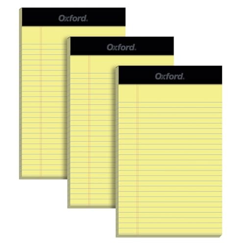  5 x 8 Inch Legal Pads, 3 Pack, Narrow Ruled on Both Sides, Canary Yellow 