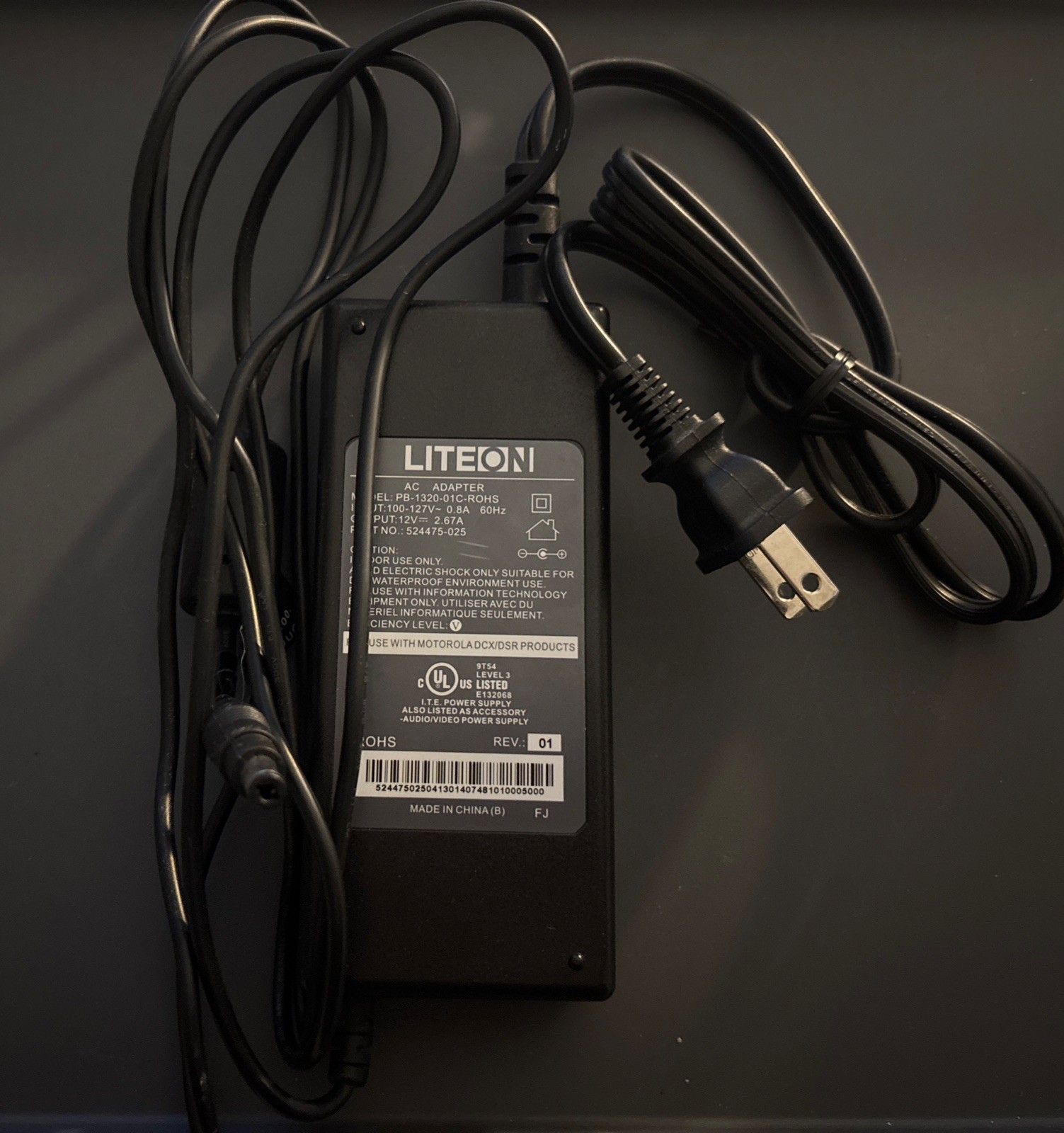 LITEON AC Adapter Model PB-1320-01C-ROHS (MOTOROLA USE)