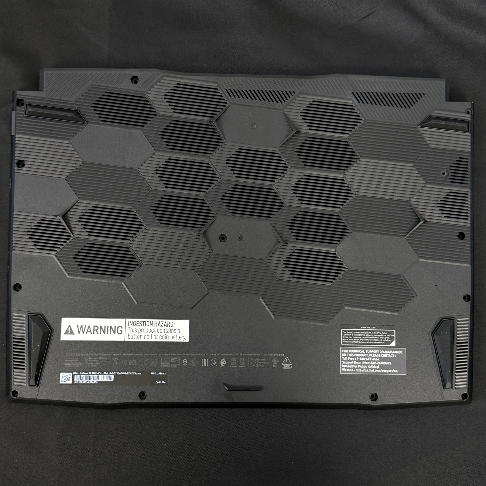 OEM MSI Katana 15 B13VEK 15.6 inch Bottom Base Cover Case MS 1583 Grade A+ Black