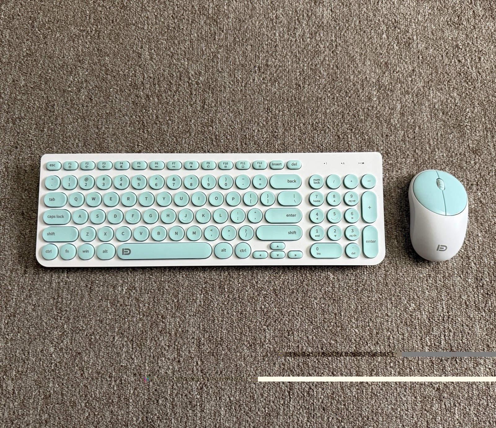 FD iK6630 Wireless Keyboard Mouse Combo, USB Receiver, White/Blue