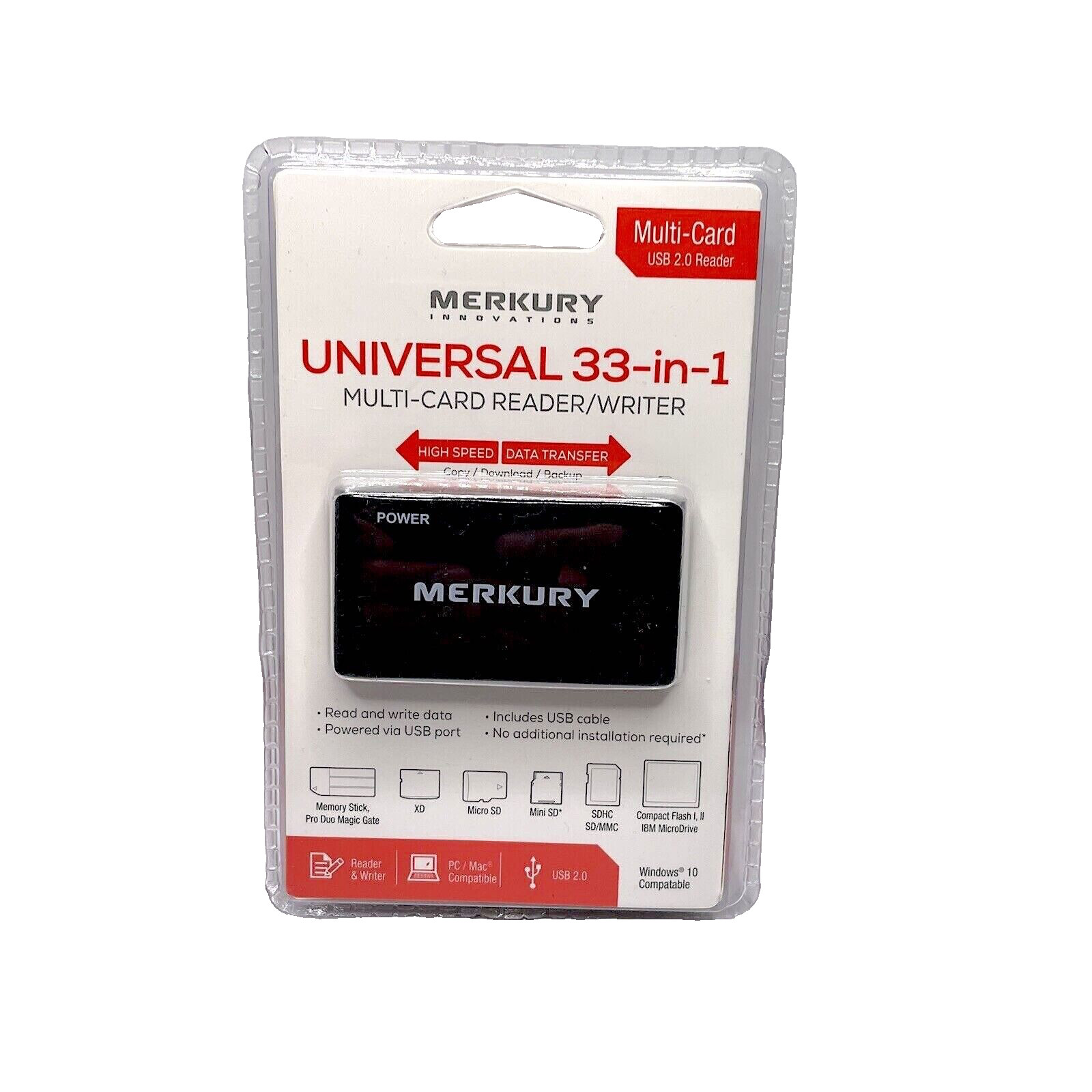 Merkury Innovations 33-in-1 High Speed Multi-Card Reader/Writer PC & Mac USB 2.0