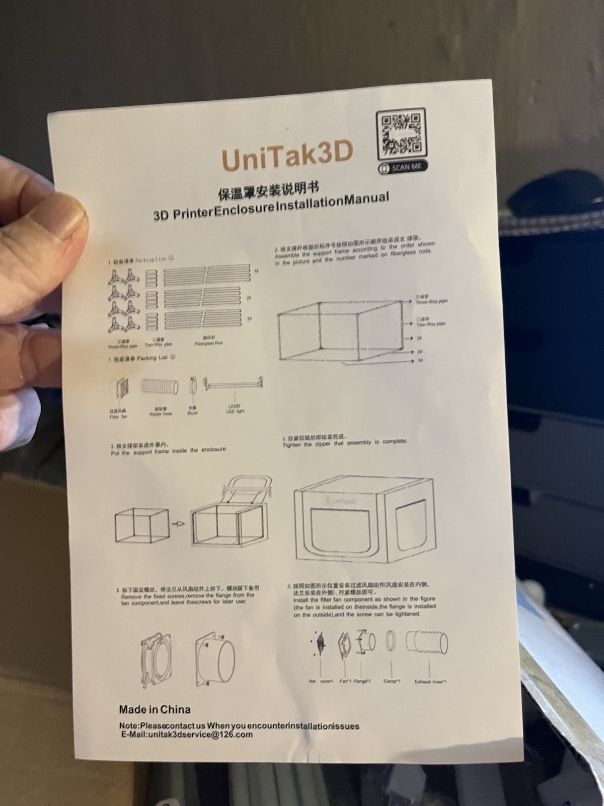 UniTak3D Printer Enclosure w Lighting & Filtration 32.5"x23"x23" New
