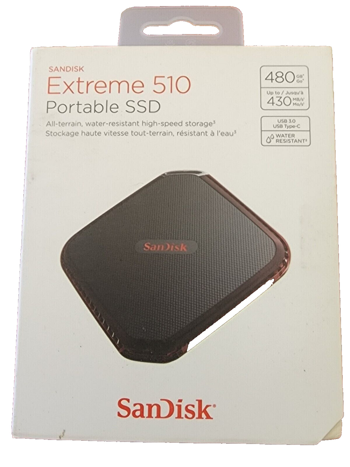 NEW SANDISK EXTREME 510 PORTABLE SSD 480 GB (SDSSDEXTW-480G-GA1)