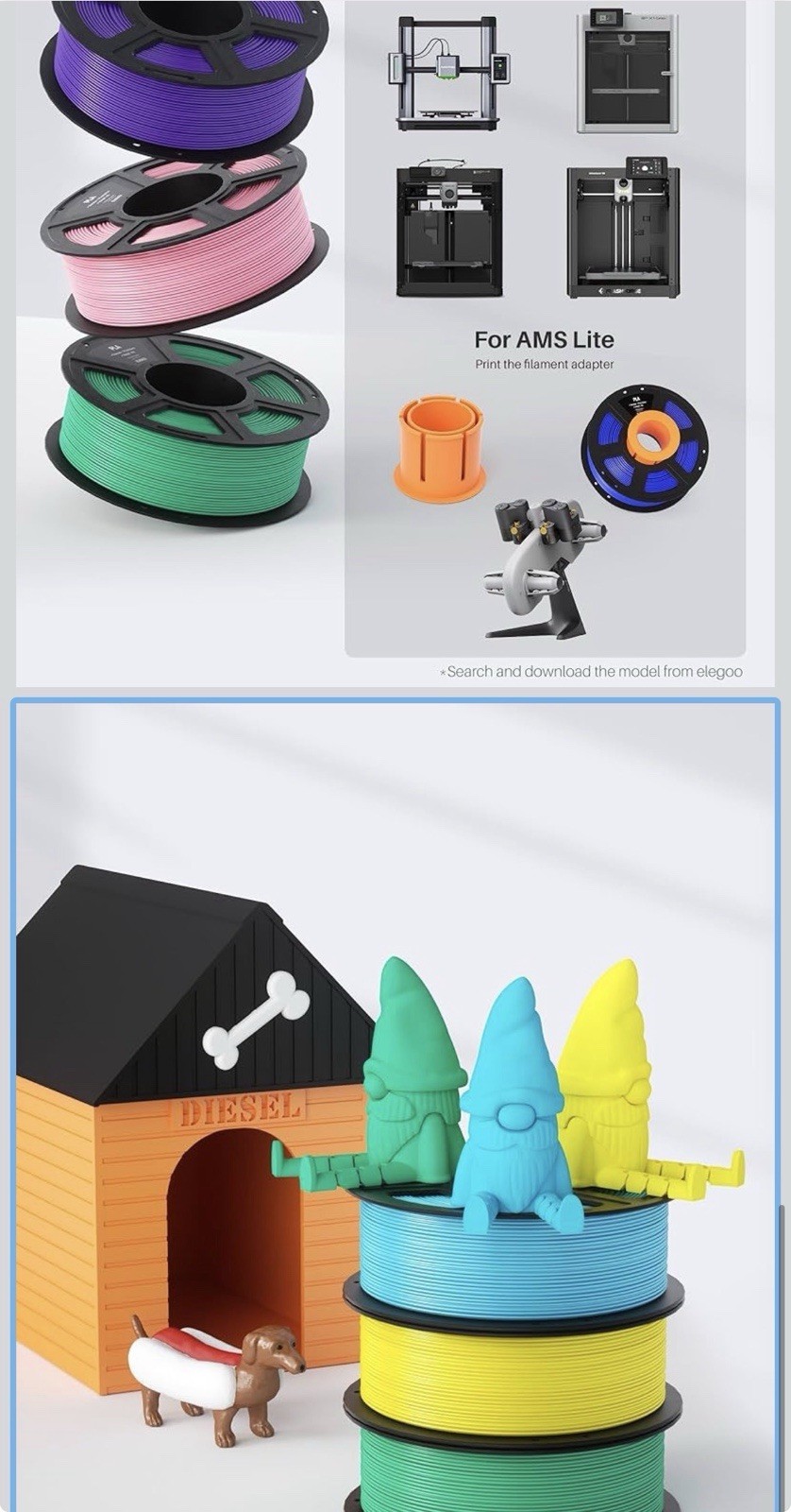 【Buy 6 Get 10】ELEGOO ASA Matte PLA PLA+ PETG TPU 3D Printer Filament 1.75mm 1kg