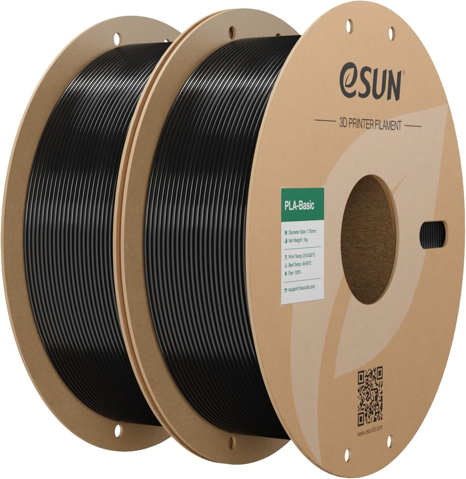 PLA Basic Filament 1.75mm 3D Printer Filament 2KG Black Compatible with Most