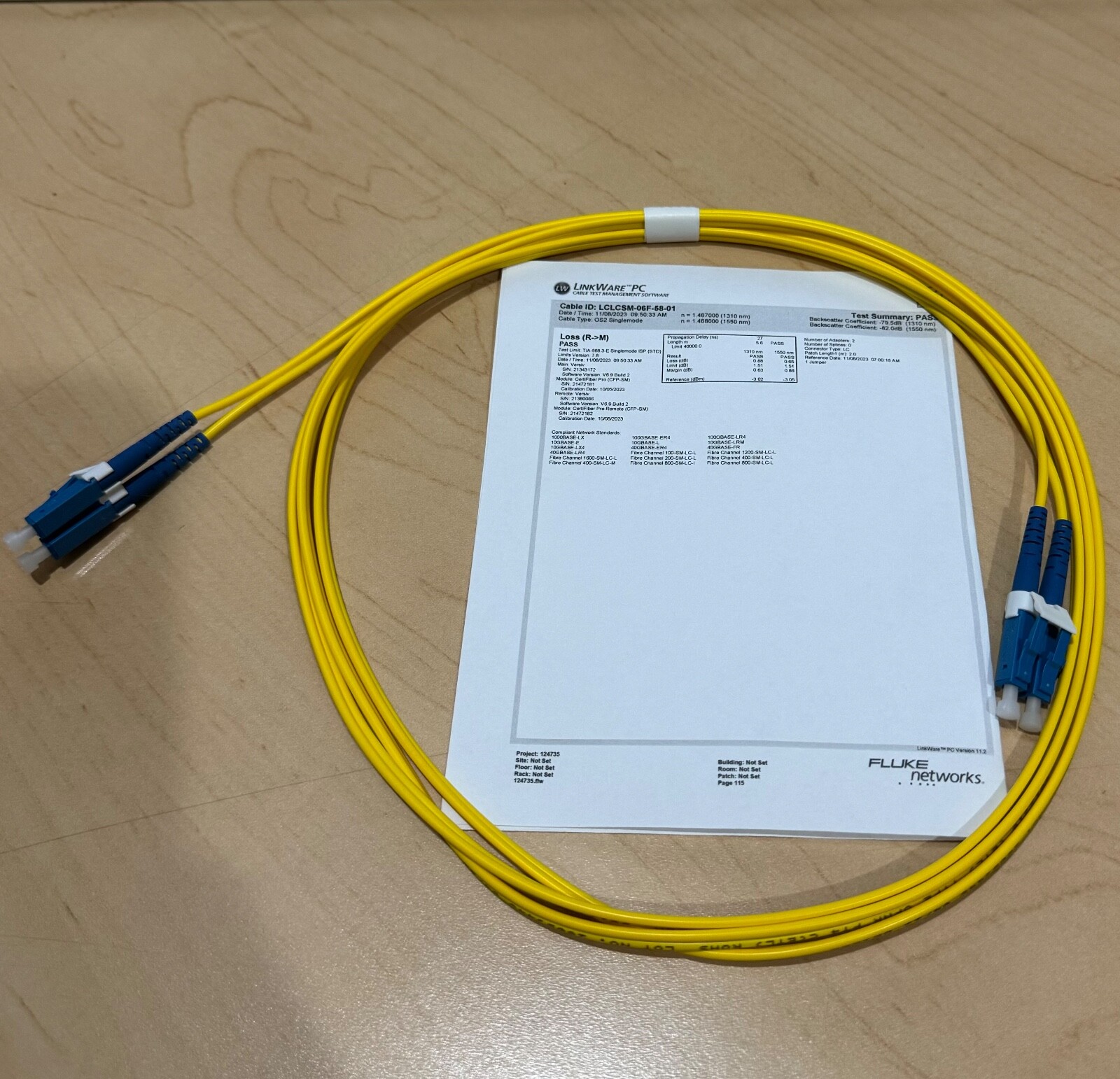 Corning Gold UPC LC LC Duplex Patch Cable 2m 6ft