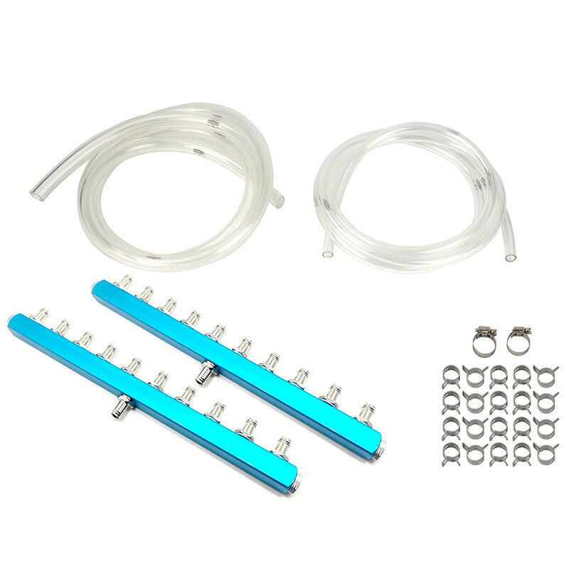 OCOCOO 10-Port Billet Aluminum Water Cooling Distribution Manifold Anodized Blue