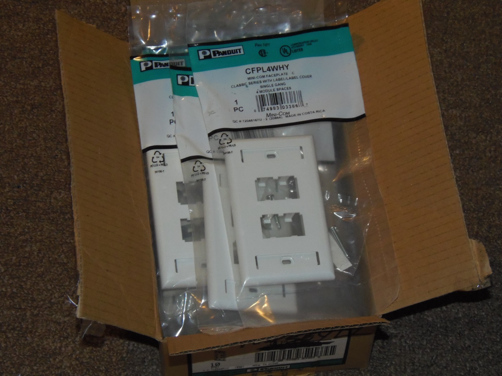 *10 Pack* NEW Panduit Pan-Net CFPL4WHY Faceplate Single Gang 4 Module Spaces