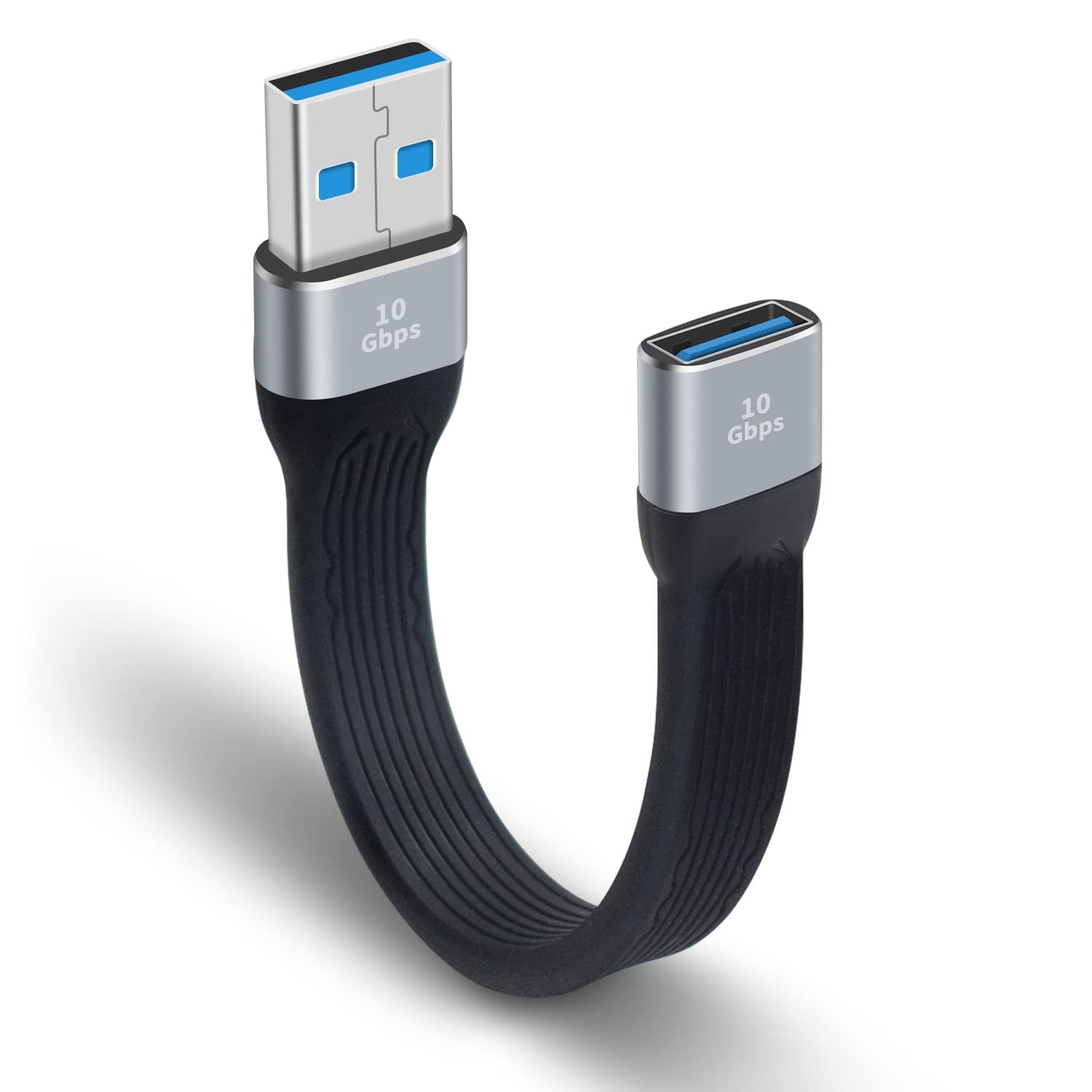Poyiccot Short USB 3.0 Extension Cable, 5inch Flat FPC Grey