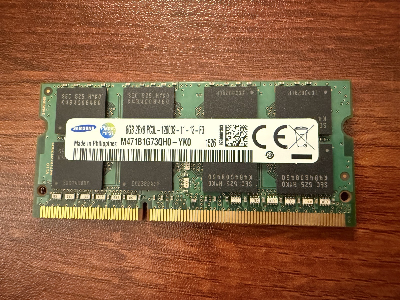 Samsung 8GB SODIMM DDR3 RAM Stick For Laptops (M471B1G73QH0-YK0)